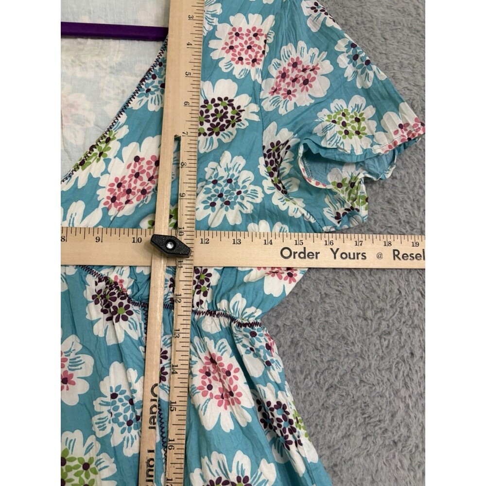 Boden Floral Fit And Flare Dress Size 10R Turquoise Cruise Beach - Picture 9 of 10